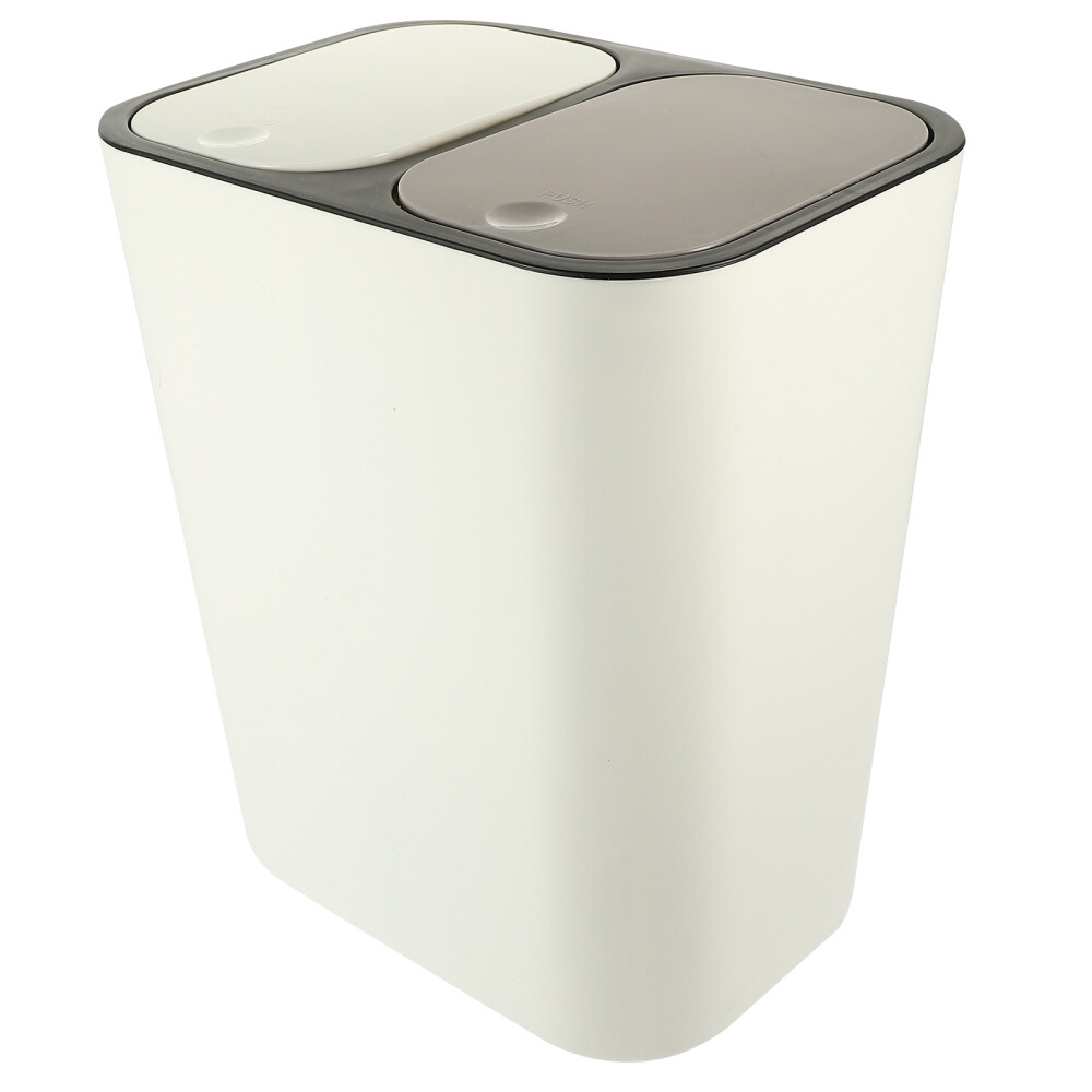 White Dual Compartment Trash Bin for Kitchen Recycle and Waste Office Use