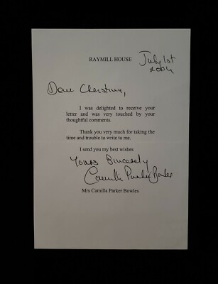 Camilla Parker Bowles Signiert Herzogin von Cornwall Autogramm Royales Dokument