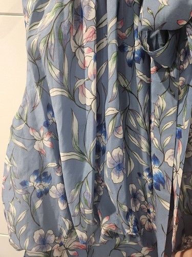 BNWT ADRIANNA PAPELL BLUE FLORAL PUSSYBOW SILKY SOFT MIDI DRESS SIZE 8 - Picture 11 of 11