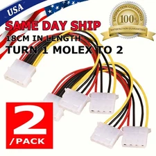 2X 4-pin Molex Male Y-Splitter 4 Pin Molex Dual Female IDE Power Cable Adapter