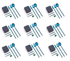 Outlery Pocket-Size Stainless Steel Travel Cutlery Set - BLUE - 2/4/6/9 PACKS
