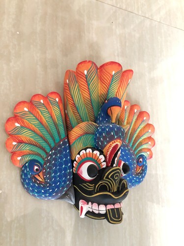 Handmade Wooden Sri Lankan Traditional Gurulu Mask 10" Home Decor Collectible... - Picture 3 of 6