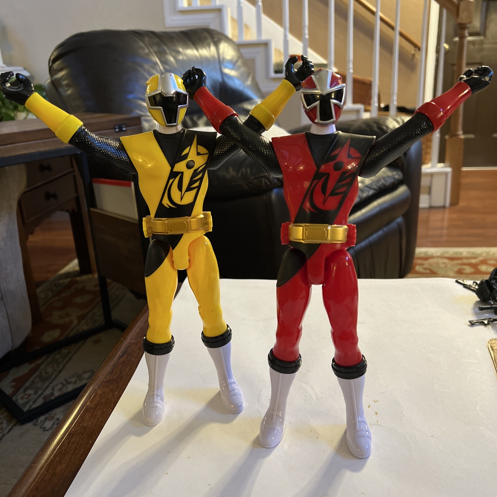 Power Rangers Mega Super Ninja Steel 12-inch Action Figures yellow & Red lot