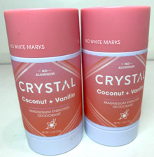 Lot 2 Crystal Deodorant Magnesium Enriched Coconut  Vanilla 2.5oz NO white Mark