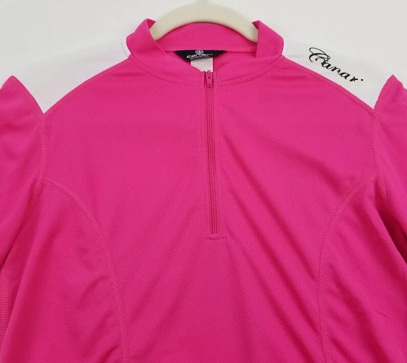 Женская велосипедная майка Canari Activewear с большими розовыми карманами на молнии 1⁄4 с короткими рукавами - Изображение 2 из 4