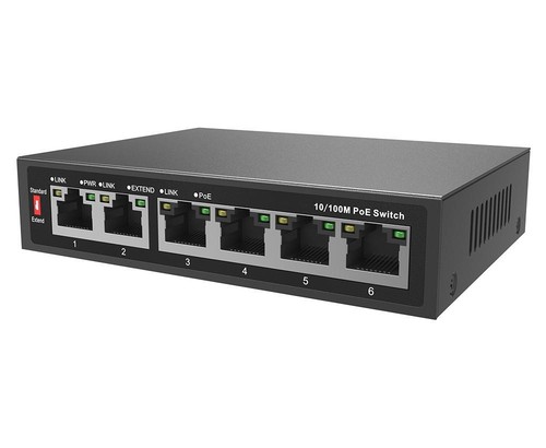10/100M PoE Uplink RJ45 250M Transmission for AP Webcam VoIP 6 Ports PoE Switch - Picture 4 of 5