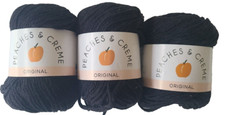 3 Pack Peaches  Creme 100 Cotton Worsted Yarn 11040 Black 2.5 oz/120 yds Each