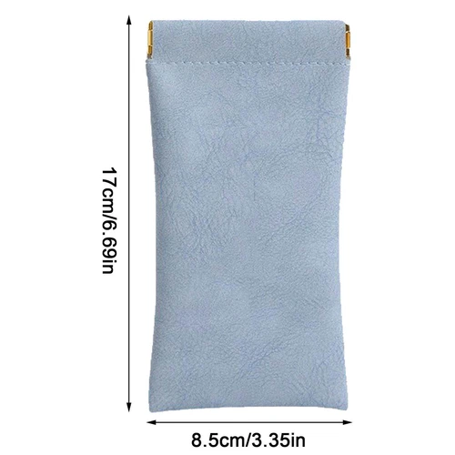 4x Blue Leather Mouth Snapped Sunglasses Eyeglass Case Soft Pouch Bag Pocket HOT - Picture 3 of 18