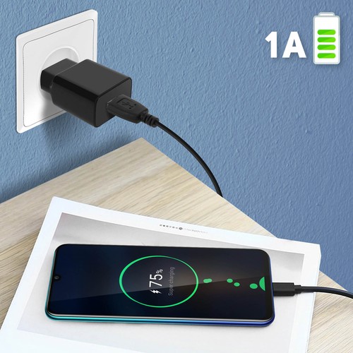 Chargeur Secteur USB 1A Smartphone Téléphone + Câble micro-USB Noir - Photo 3/6
