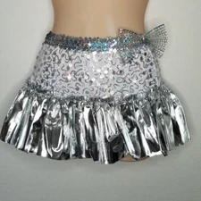 Stand Out Ruffle Sequin SKIRT Tap Dance Costume Child-Adult S Silver & White New