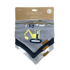 Lila  Jack Baby Boy Bibs Digger Bandana Style 3-Pack Cotton Terrycloth
