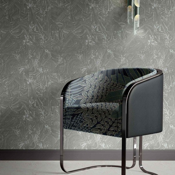 Vliestapete Marmoroptik Kacheln Grafik Grau Silber Metallic 10358-15 (3,54€/1Qm)-image