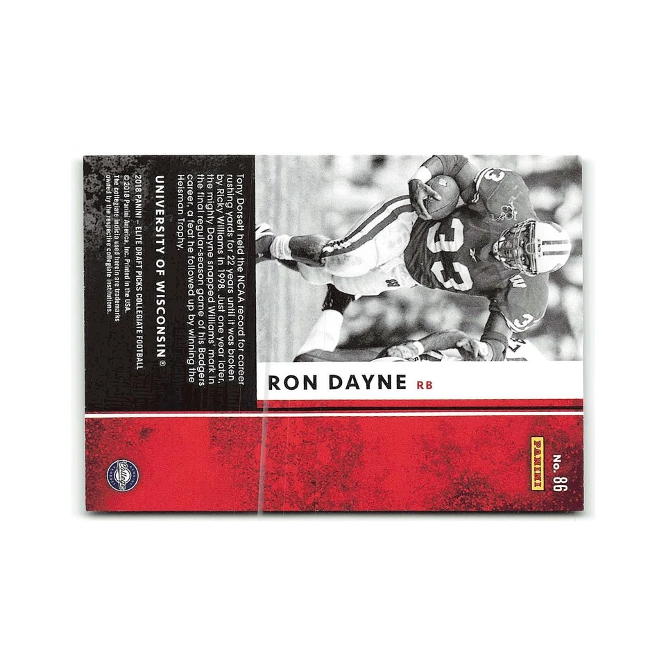 Ron Dayne Rookie 2018 Panini Elite Draft Picks #86 Wisconsin Badgers NM - Image 2 of 3