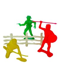 Cowboys and Indians lot vtg western toys red yellow green plastic 1960s marx US7