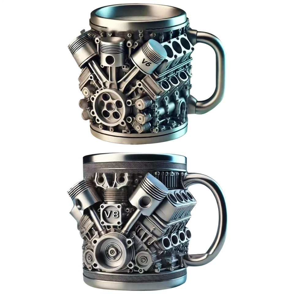 Cyberpunk Mech Engine Coffee Cup - PersonalityEngine Piston Black Coffee Mug - Image 2 of 4