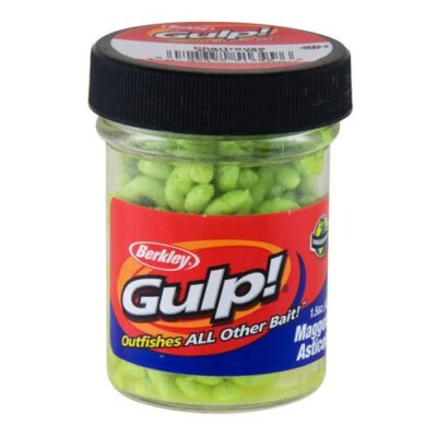 Berkley Gulp Maggot Soft Plastic Fishing Lure Jar 1-1/2 Ounce Chartreuse 1092974