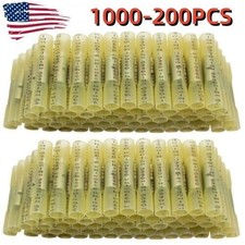 1000/200X Yellow 12-10 Gauge Heat Shrink Butt Terminals Wire Crimp Connector USA
