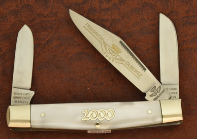 VINTAGE FREDRICH OLBERTZ SOLINGEN GERMANY 2000 CRACKED ICE STOCKMAN KNIFE (32649