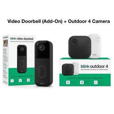 Blink Outdoor 4 Wireless Camera Security System & Blink Video Doorbell BUNDLE