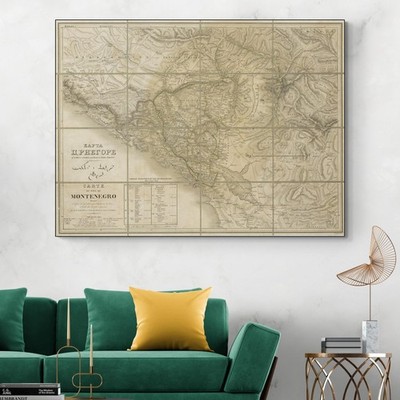 1838 Earliest Modern Map of Montenegro   Towns, Borders & Geography Print