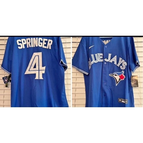 MLB Baseball Toronto Blue Jays George Springer #4 Sewn Jersey 2XL Blue NWT