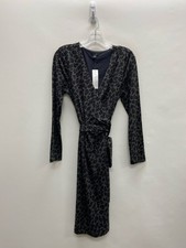 Ann Taylor Size M Dark Gray Black/Brown Animal Print Ladies Dress