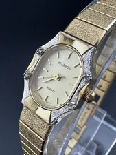 Working Vintage Helbros Quartz Watch Women Gold Tone Octagon 5FB 90-4 26956D4 O0