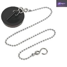 Durable Black Rubber Sink Plug with Stainless Steel Chain - 45mm Stopper