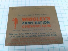 Vtg WW2 American Chewing Gum Wrapper Wrigley's Army Ration Cinnamon