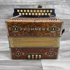 VINTAGE HOHNER ACCORDION 2-ROW 8-BASS 21-KEY UNTESTED AS IS FOR PARTS OR REPAIR