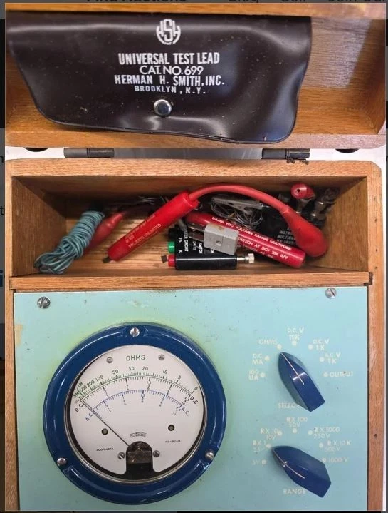 Tubo de vacío Knight VTVM medidor de voltios/ohmios de colección con manual/cables/más/bonito estuche de madera Foto 3 de 4