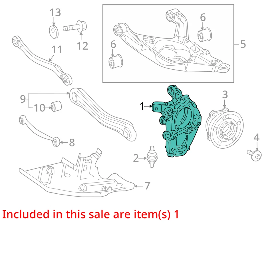 2020-2024 MERCEDES X167 GLS63 AMG REAR RIGHT SPINDLE KNUCKLE W/WHEEL BEARING HUB - Image 3 of 4