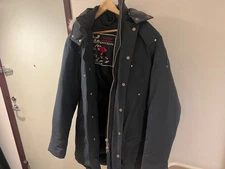 Moose Knuckles Dark Gray Long Down Jacket Hood Zipper XL 2XL