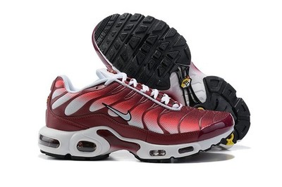 Nike Air Max Plus TN Men Sneakers Burgundy Red White Gradient Mesh Running Shoes