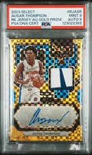 2023 PANINI SELECT RC JSY AUTOS GOLD PRIZM AUSAR THOMPSON 8/10 PSA 9 AUTO 9