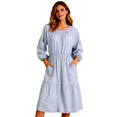 NEW Levi's Chambray Midi Dress Womens XXL Blue Cotton Prairie Ruffle Hem  NWT