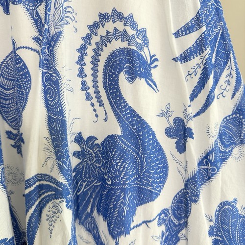 Maxi Vestido H&M Azul y Blanco Estampado Tropical Correa Espagueti, Estilo Boho Resort S - Imagen 8 de 9