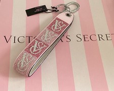 NWT Victoria's Secret Pink Logo VS Rhinestone Keychain Wristlet Strap Key Ring