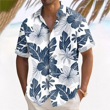 Hawaiian Shirts Men Aloha Summer Casual Beach Button Down Cruise Holiday Party