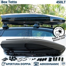Box Tetto 450LT Per Fiat Barchetta Baule Portabagagli Nero Lucido Aerodinamico