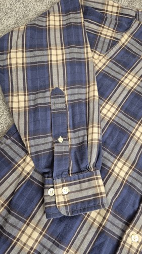 Brooks Brothers 346 Chemise Homme Medium L Bleu Plaid Flanelle Bouton Coton Hiver - Photo 8/14