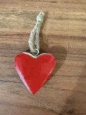 Red Wooden Heart. Hanging Decoration