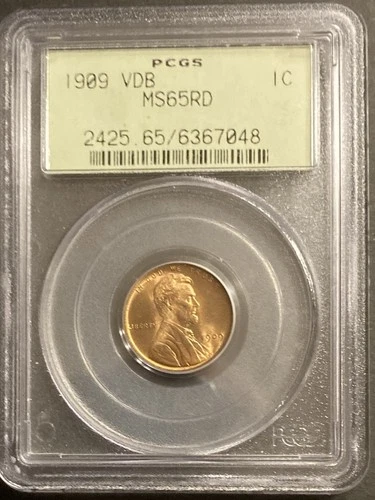 1909-VDB LINCOLN WHEAT CENT PCGS MS. 65