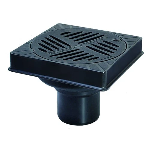 Boiler yard drain eco cast 67110b DN100 square lock + lift plastic grate
