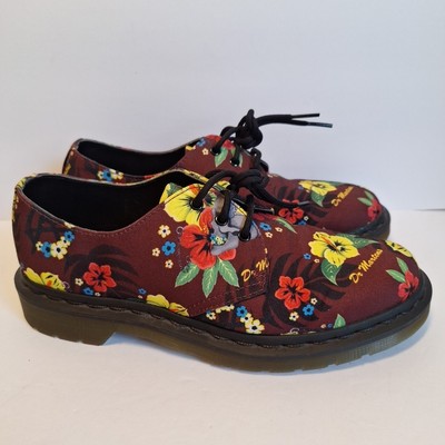 Dr Martens Lester Hawaiian Floral Canva Oxford Vegan Shoes Womens Size 8