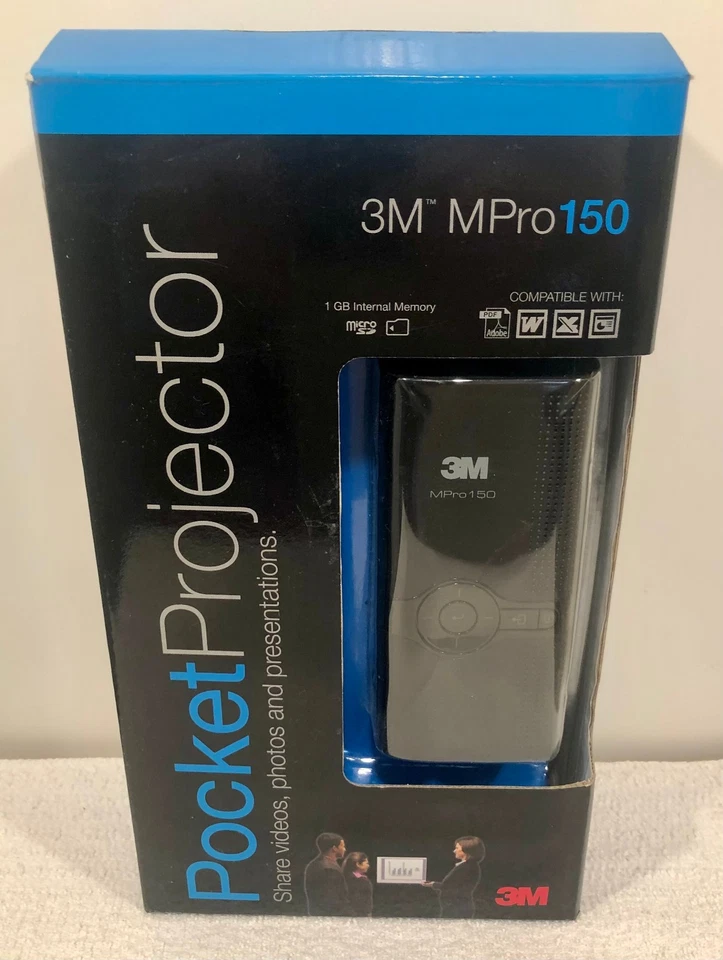 3M MPro 150 Compact Portable Pocket Projector 1 GB LED Black 8” - 50” Display - Image 2 of 4