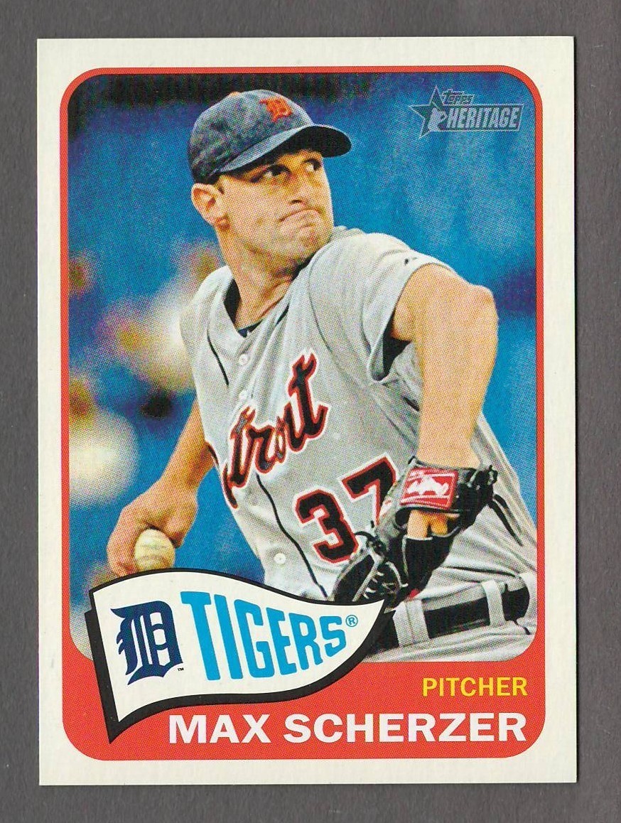 MAX SCHERZER 2014 Topps Heritage ACTION SP 493 493B Tigers Image Variation VAR 2