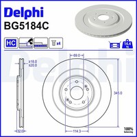 2X Delphi Bremsscheibe BG5184C FüR Hyundai Ioniq NE CE Allrad KIA EV6 CV EV9 MV