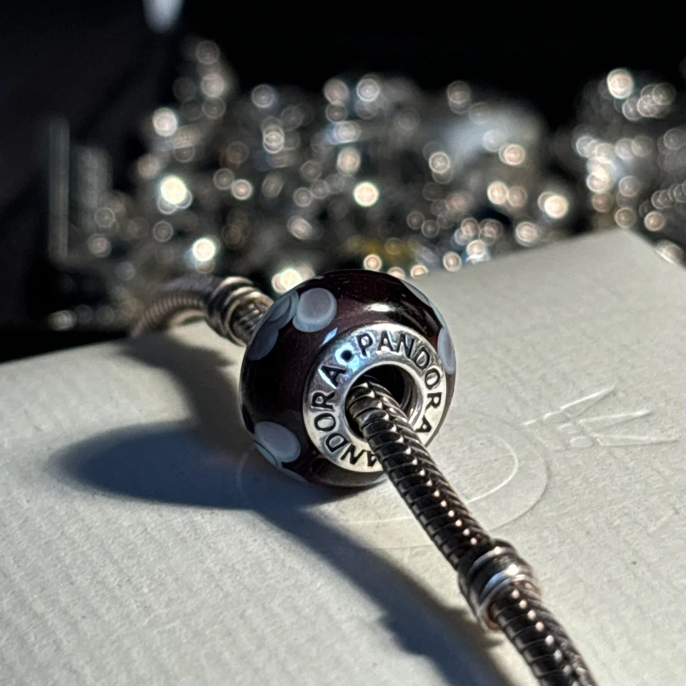 Authentic Pandora SSilver 'FLOWERS FOR YOU' Murano Bead Charm 4 Bracelet Pendant - Image 2 of 4