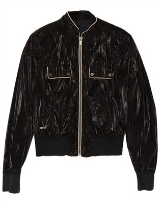 BELSTAFF Damen Kunstleder Bomberjacke IT 44 Medium Schwarz Polyurethan AN15